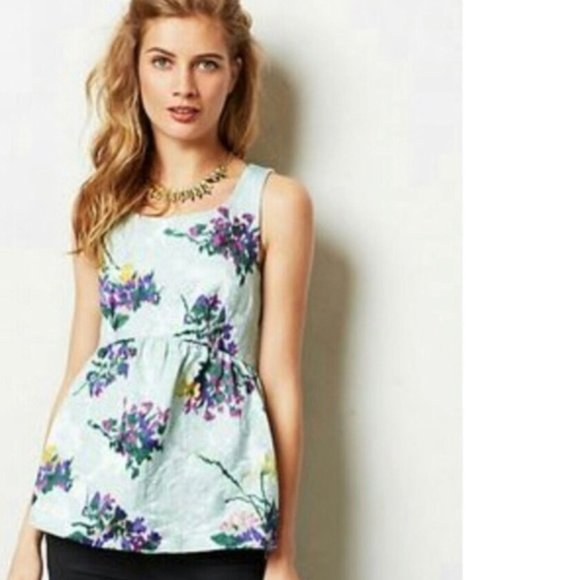 Anthropologie Tops - Anthropologie Leifsdottir Floral Peplum Top